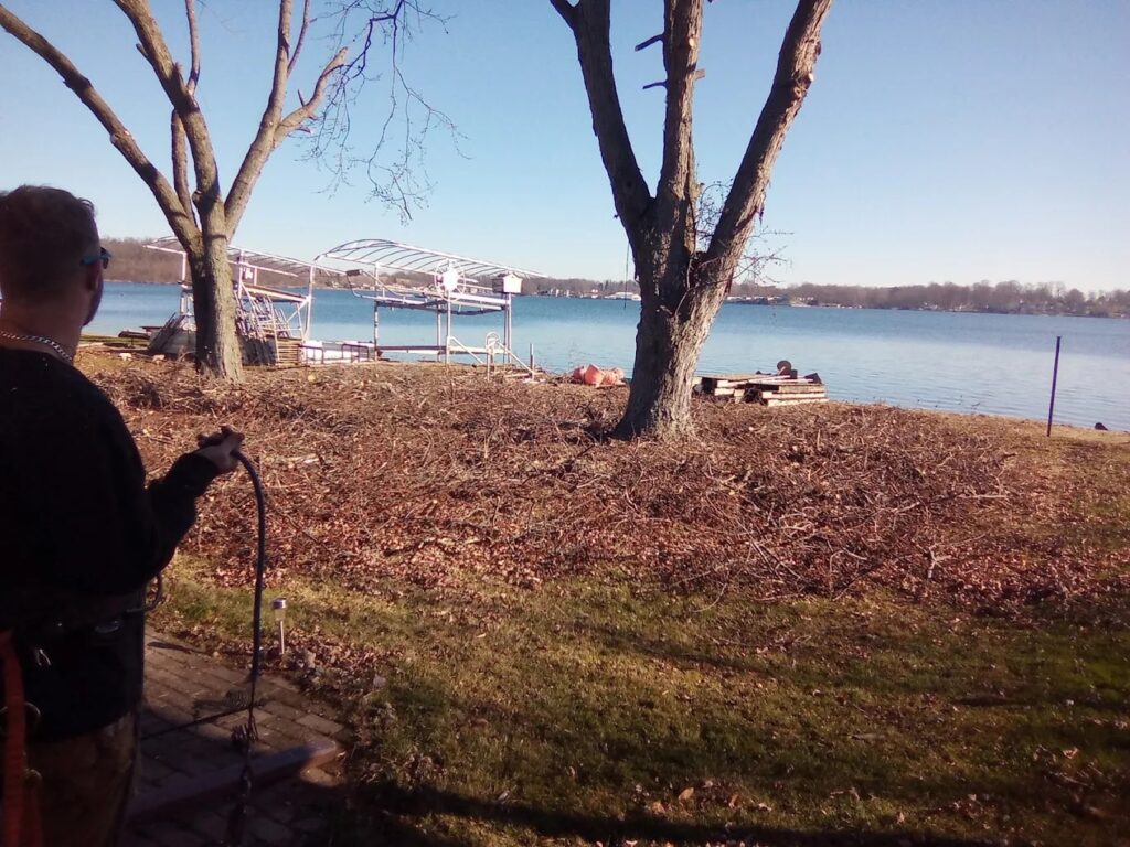 Brush clearing and yard cleanup after tree work on a residential property in Greensboro, NC